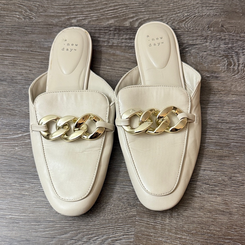 A New Day Cream Mules with Gold Accent